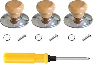 3 Pac Pot Lid Wood Knob, Universal Pot Lid Replacement Knobs,tempered glass pot lid pan cover with wood knob kitchen cooking-Great for Slow Cookers, Skillets and Kitchen Cookware Covers,