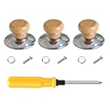 3 Pac Pot Lid Wood Knob, Universal Pot Lid Replacement Knobs,tempered glass pot lid pan cover with wood knob kitchen cooking-Great for Slow Cookers, Skillets and Kitchen Cookware Covers,