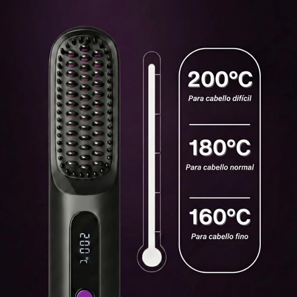 Cepillo Suavelia, Cepillo Inalámbrico Pelo Corto, Alisador Cerámico Para Pixie, Bob, Flequillo, Peinado Rápido Sin Tirones, Volumen Duradero (Negro) — view 2