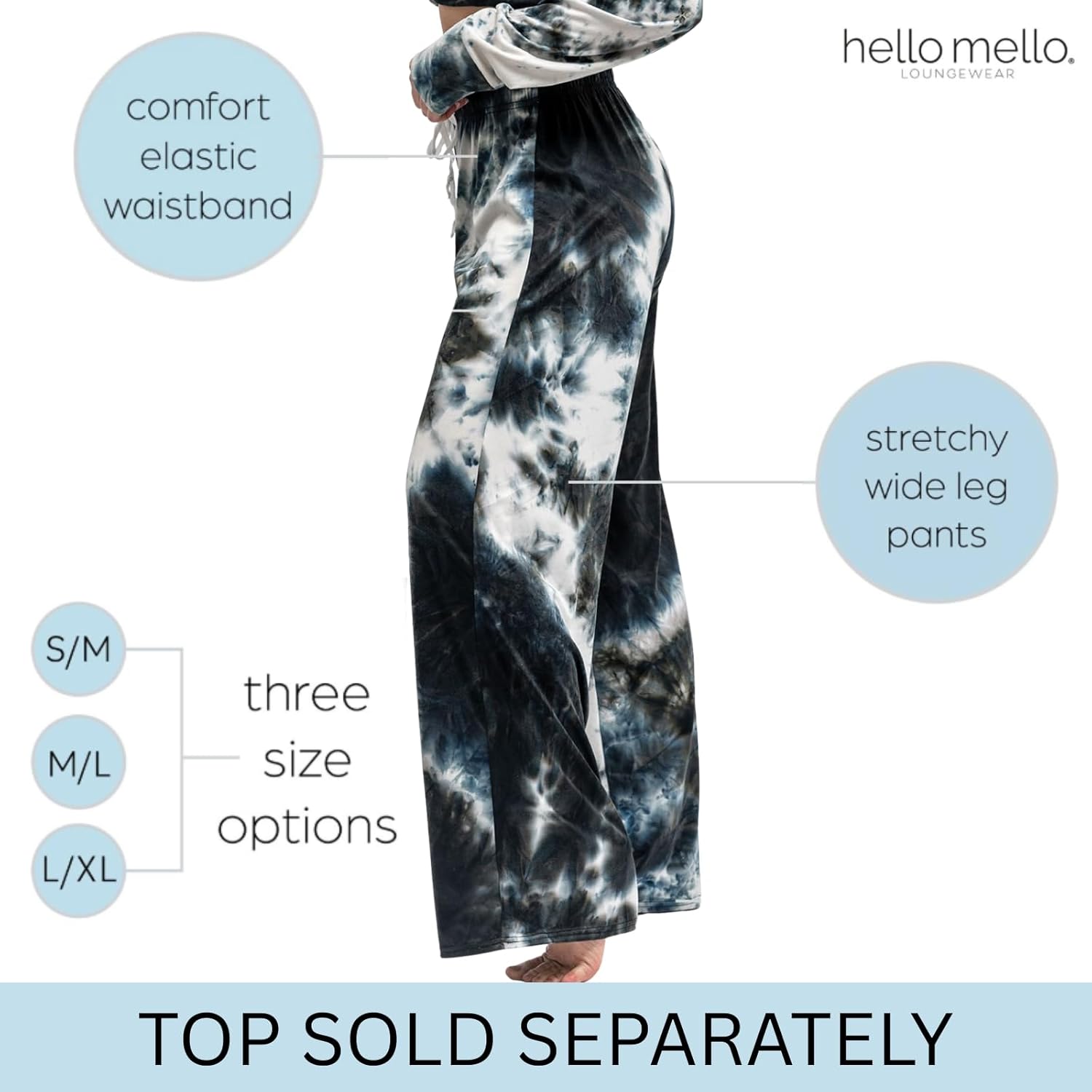 Hello Mello Dyes The Limit Lounge Pants Soft Pajama Tie Dye Bottoms Elastic Waistband Drawstring Tie - Image 2