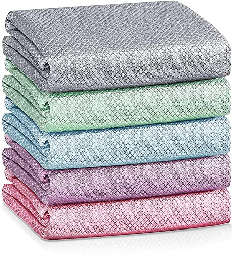 Lot de 5 Chiffons de Microfibre Chiffons Nettoyage, 30x40cm Chiffon Microfibre Multifunction pour Dans Cuisine Voiture Salle ​de Bain Maison Bureau, Multicolore