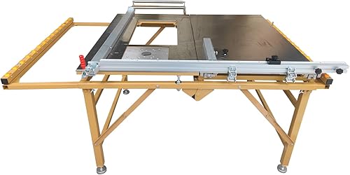 Miniatura 2 de EQCOTWEA Sierra de mesa con soporte, mesa portátil de sierra de corte de madera, altura de hoja ajustable para carpintería con plegado y corte