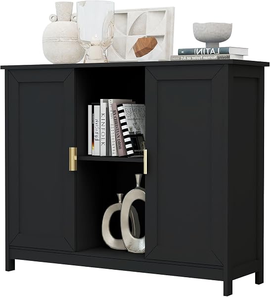 TaoHFE Storage Cabinet, Credenza Buffet Wooden Coffee Bar White Sideboard