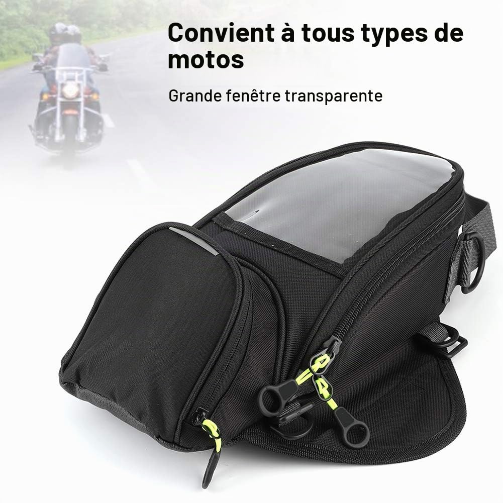 Tbest Sacoche Reservoir Moto magnetique, Sacoche de Réservoir magnetique Sac de réservoir de Carburant étanche, Sacoche de Navigation magnétique, Grande fenêtre Transparente, Sac à Dos de Moto