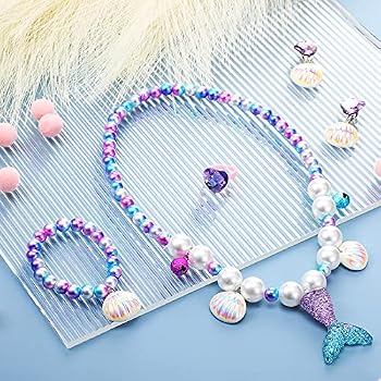 Juego De Joyería Para Niñas (2 Pack) - Collar, Pulsera, Anillo Y Pendientes De Concha Marina - Regalo Perfecto