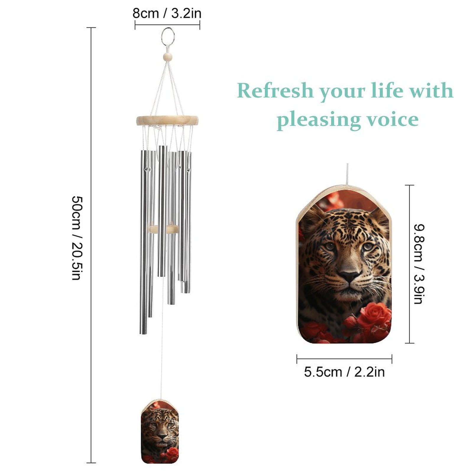 Outdoor Wind Chimes, Red Rose and Tiger Printed Wind Chimes,Simple Wind Chimes,Curtain Wind Chimes for Home Decoration