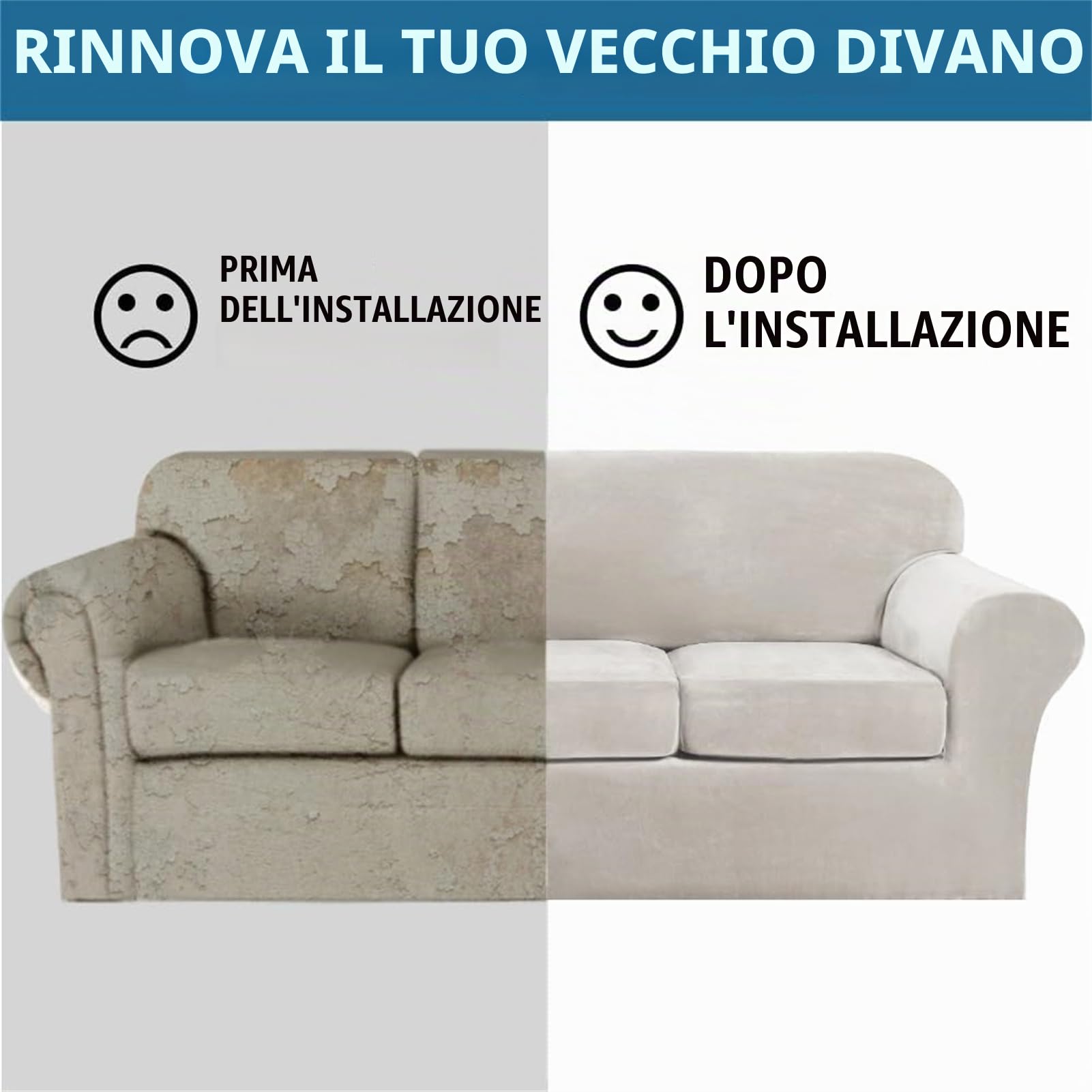 Copridivano in Velluto con Cuscini Separati - Coperture Elastiche Ultra Morbide, Protezione Anti Graffio per Animali e Bambini, Fodere Eleganti per Divani (Porridge,3 Posti)