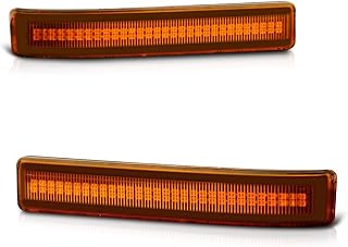 [Amber LED Strip] For 2009-2014 Ford F-150 Amber Lens Side Mirror Marker Turn Signal Light Blinker Lamp Lens Assembly Replacement Pair, Driver & Passenger Side