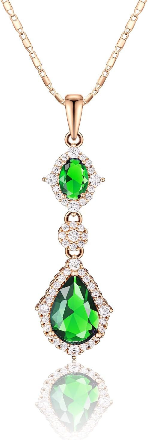 Blue/Green/Red/Purple/White Waterdrop Cubic Zirconia Gamstone Pendant Necklace for Women for Gift.