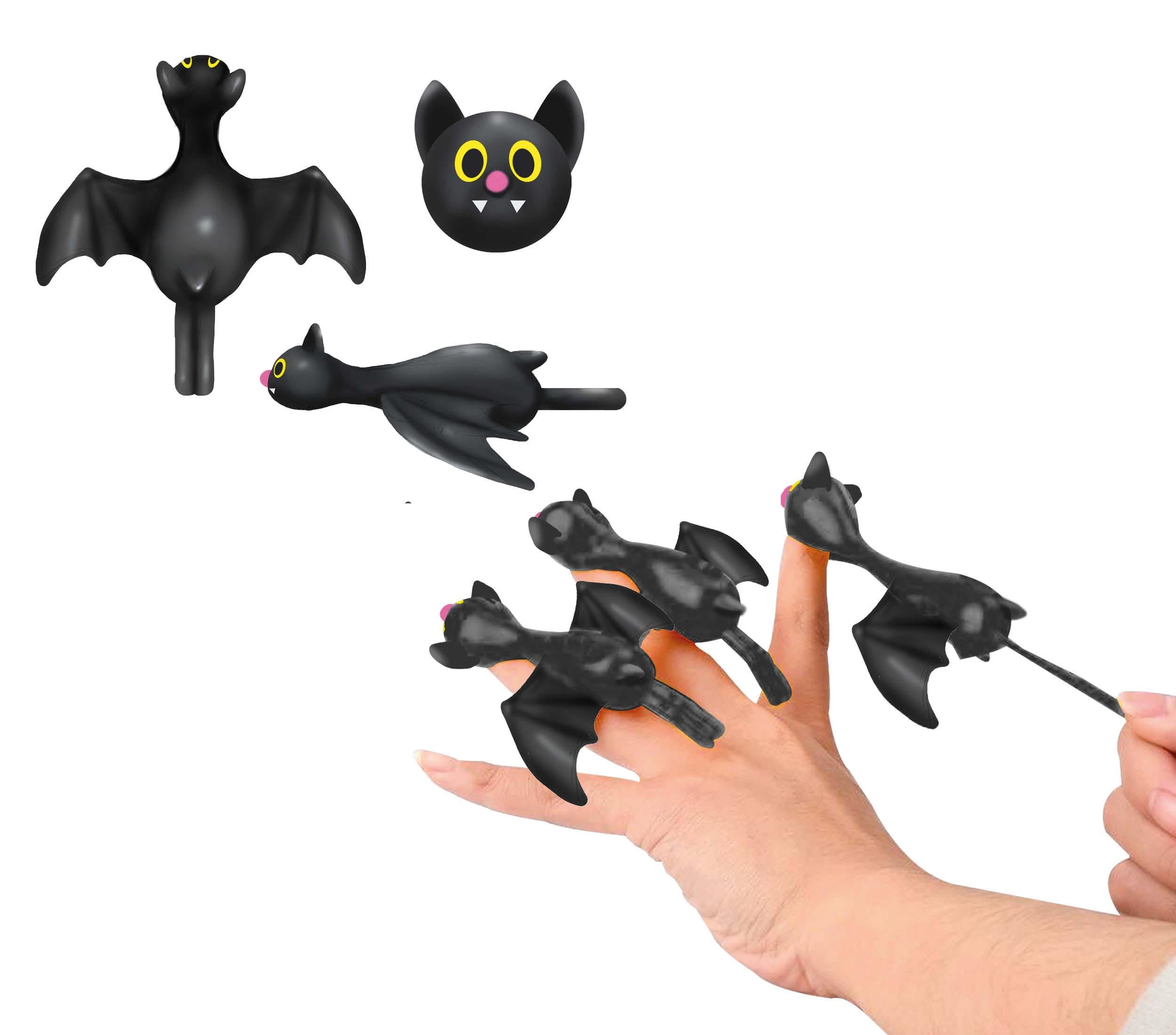 FIESTAS GUIRCA | Rubber Bat Slingshot - Toy Bat for Halloween, Carnival and Fancy Dress Parties - Trick or Treat Gift - Black