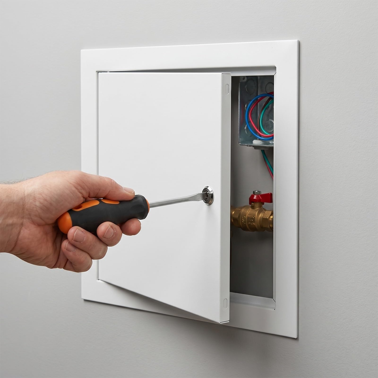 Trampilla Pladur con Cierre para Destornillador, Puerta de Inspección de Aluminio Antioxidante, Compuerta de Registro Empotrada para Válvulas y Mantenimiento(White,300 x350 mm)