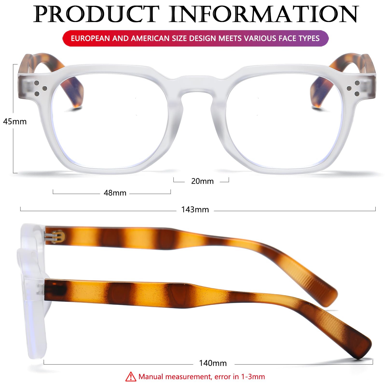 AIEYEZO Okulary w stylu retro dla mężczyzn i kobiet, kwadratowe, grube ramki, modne okulary do komputera w stylu vintage