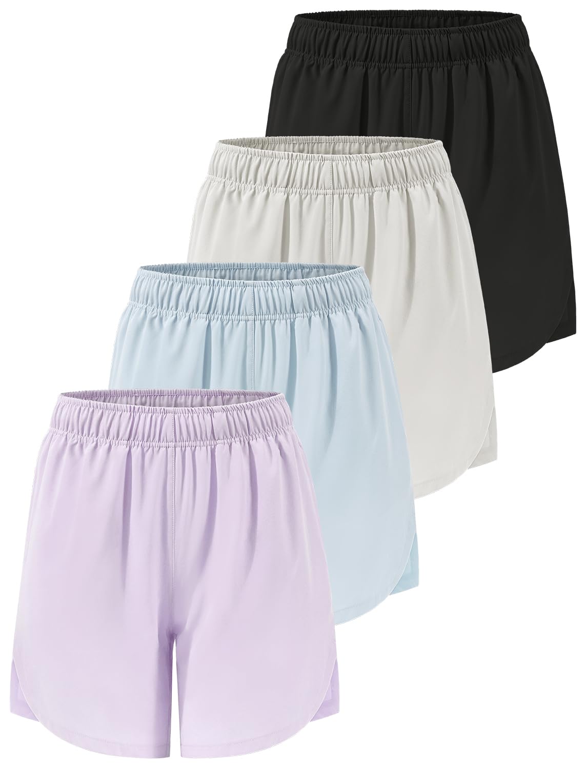 ATTIQOZI 4 Pack Girls Athletic Shorts Quick Dry with Pockets Lightweight Running Basketball Soccer Bike Shorts for Girls