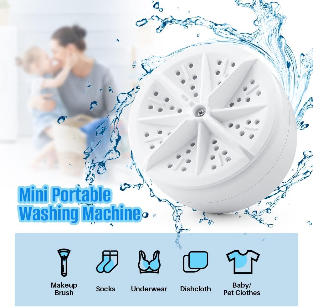 GOTSEVEN Mini Portable Washing Machine with Suction Cups,USB Powered Turbo Washing Machine & Dishwasher,Suitable for College Rooms,Travel,Home and Apartment Dirt