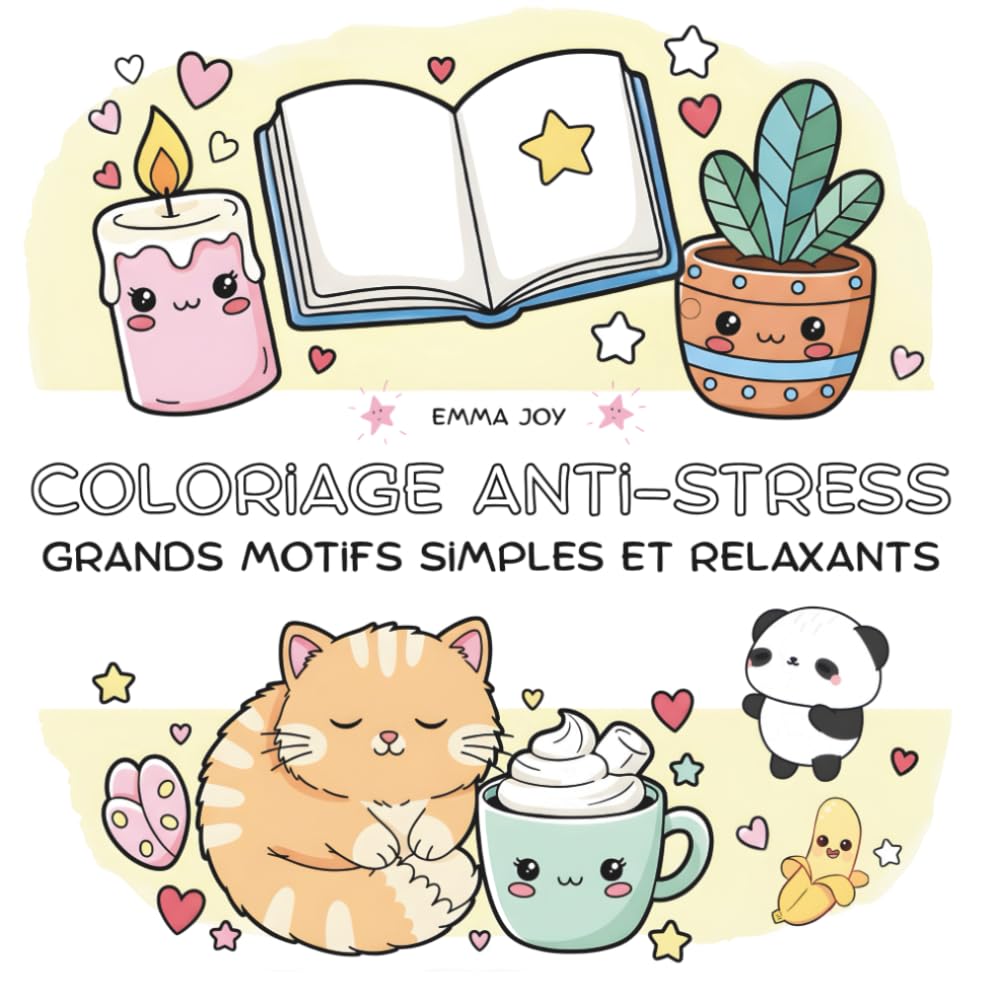 Cahier de coloriage anti-stress, détente & relaxation: Grands motifs apaisants et relaxants, faciles à colorier pour adultes et enfants