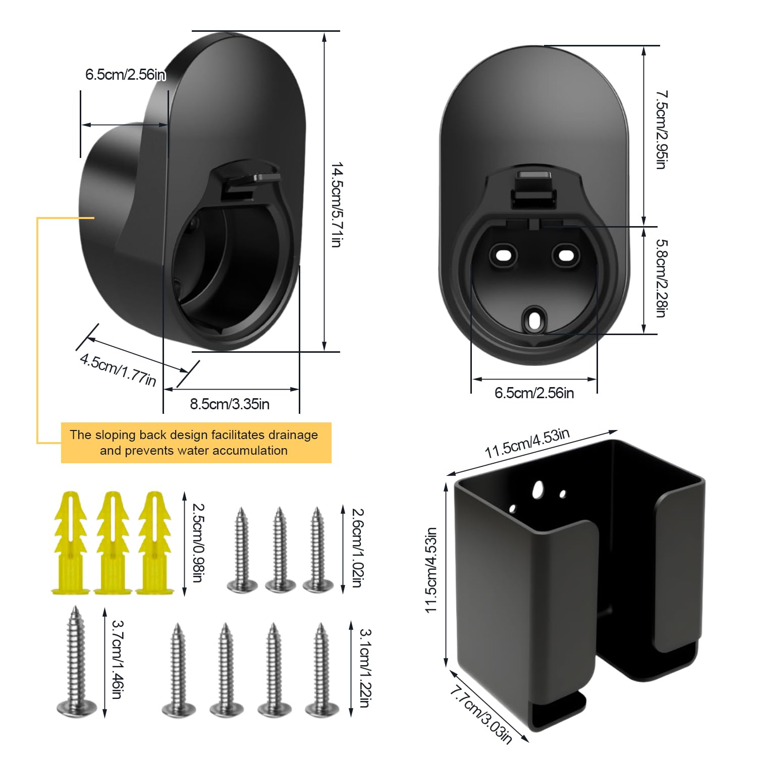 2 Wa-llb-ox con Cavo di Ricarica 2 in 1 Supporto a Parete per Ev Charger Holder Compatibile con la Presa Type 2 Resistente Colonnina Ricarica Auto Elettrica Accessori per Uso in Garage e All'aperto