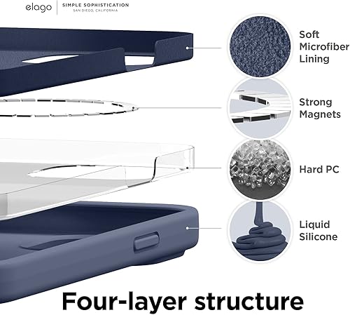 Miniatura 6 de elago Funda magnética compatible con MagSafe y iPhone 13 de 6.1 pulgadas, imanes integrados, silicona líquida, funda protectora, compatible con