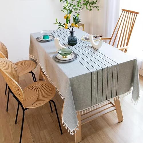 IVAPUPU Rectangle Table Cloth Cotton Linen Tablecloth Waterproof Spillproof Wrinkle Free Kitchen Dinning Tabletop Decoration Table Cover for Party,Banquet,Indoor and Outdoor,58''x120'', 10-12 Seats