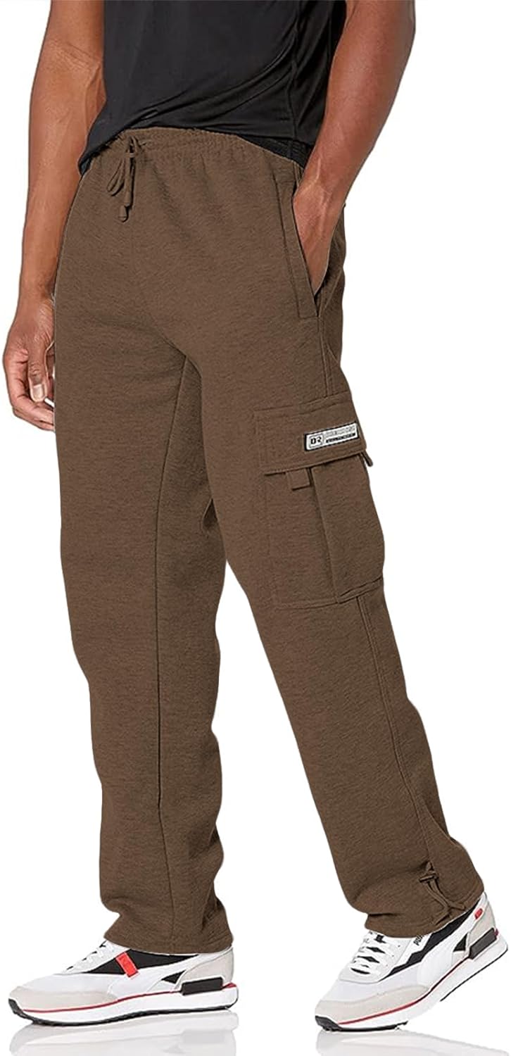 Men's Cargo Sweatpants Fleece Loose Casual Jogging Hiking Pants Open Bottom Sweatpants for Men Athletic Workout with Pockets - Image 4