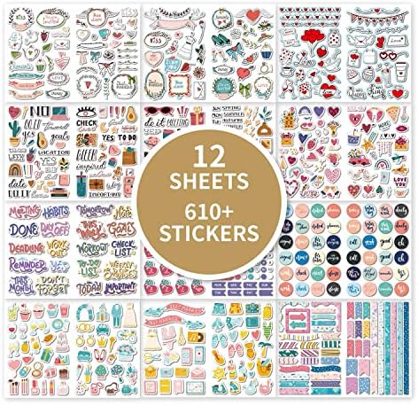 Wedding Planner Stickers Love Engagement Scrapbooking Stickers12 Sheets,610+ Stickers for Wedding,Envelopes,Gift Boxes,Bags,Holiday Gifts,Greeting Cards,Birthday Parties,Planners