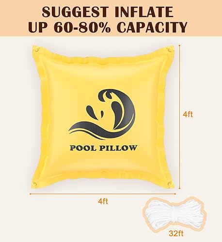 Miniatura 2 de Almohadas de piscina para piscina sobre el suelo, 4 x 4 pies, kit de cierre de almohada de aire de piscina de invierno con cuerdas para apoyo de