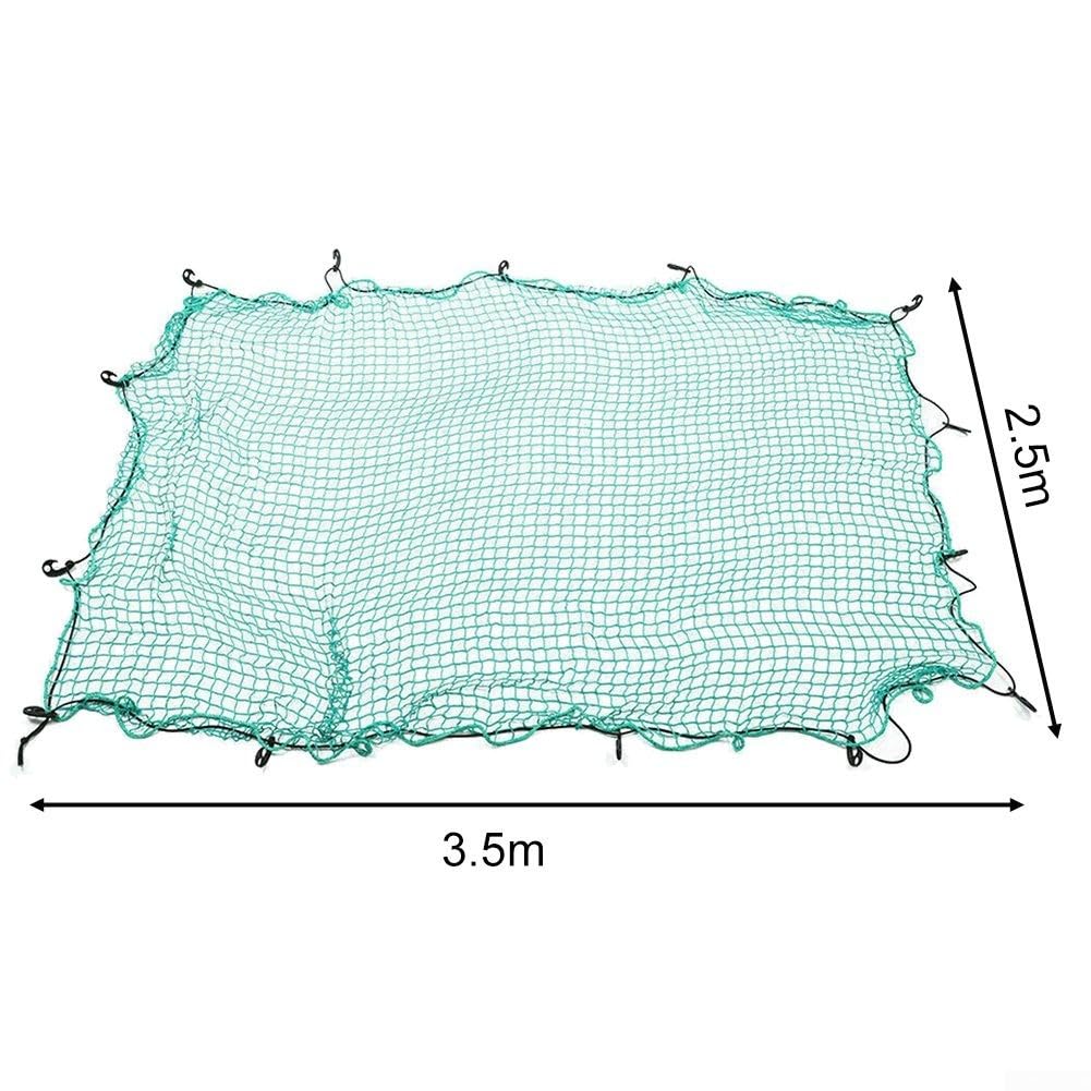 Rete di carico per pick-up e rimorchio, rete elastica in nylon con ganci per SUV e minivan, bagagliaio posteriore o deposito attrezzi sportivi, verde, 1,5 x 2,2 m (2,5 x 3,5 m)
