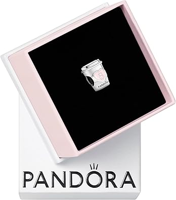 PANDORA Take a Break Coffee Cup Charm - Engraved Charm - Gift for Coffee Lovers - With Gift Box - Compatible Moments Charm Bracelets - Sterling Silver