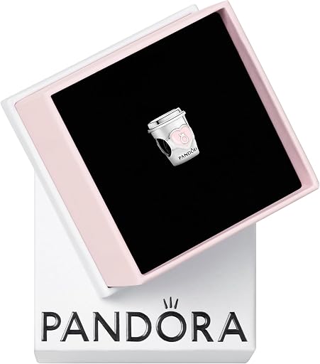 PANDORA Take a Break Coffee Cup Charm - Engraved Charm - Gift for Coffee Lovers - With Gift Box - Compatible Moments Charm Bracelets - Sterling Silver
