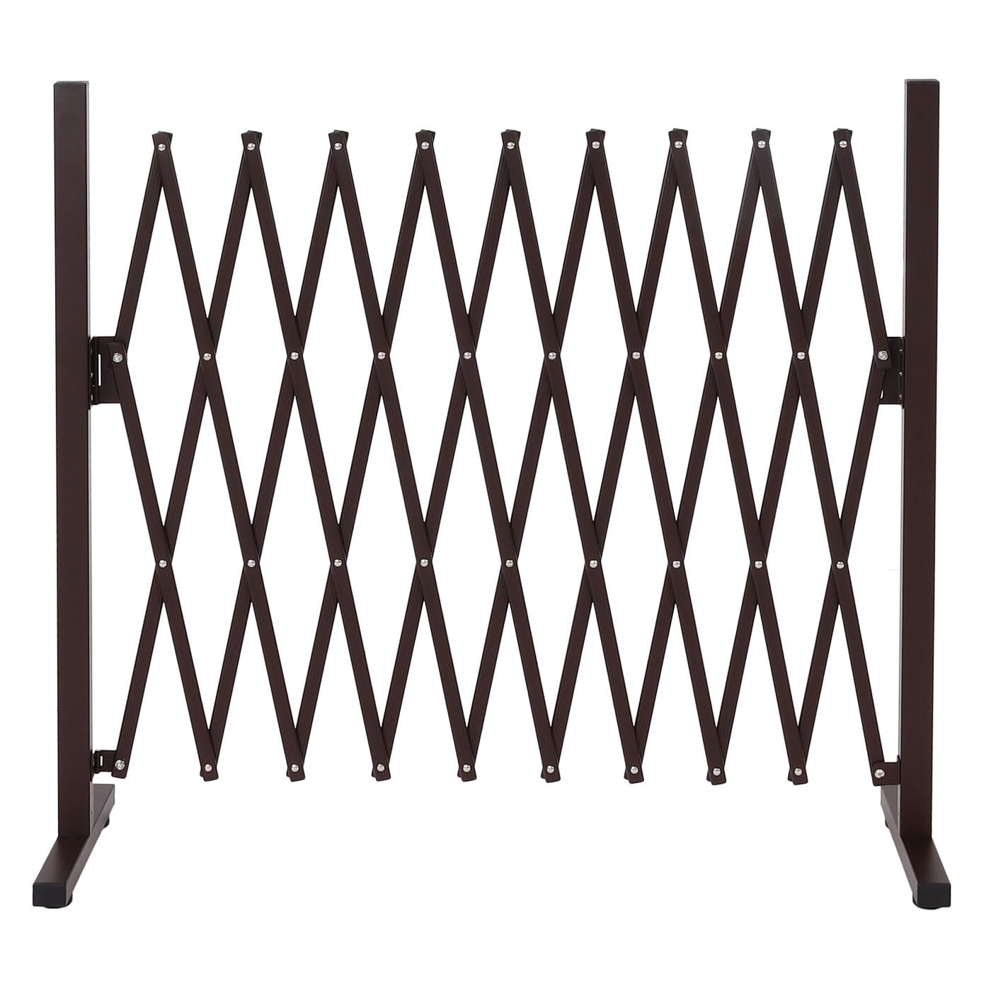 Barrière en Aluminium HWC-K56 Extensible pivotante en Acier 103x36-265x31cm Marron