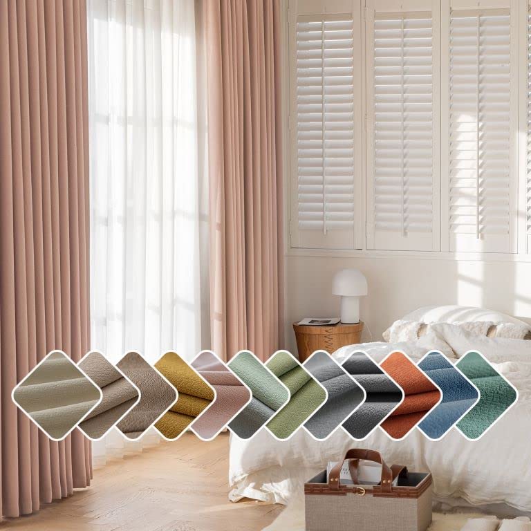 GELISURE Cortina De Terciopelo Cortinas Opacas,Cortinas De Ventana De Pom Pom Vintage,Cortinas Con Borlas