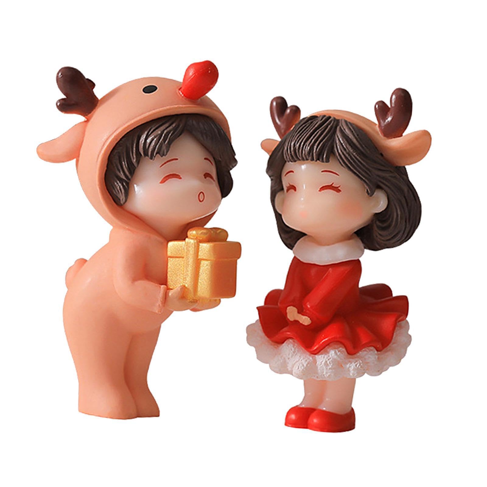 TWISAXC Christmas Miniature Ornament For Desk Decorations Cute Micros Landscape Decoration For Any Room Couples Miniatures Figurines Are Suitable For Garden