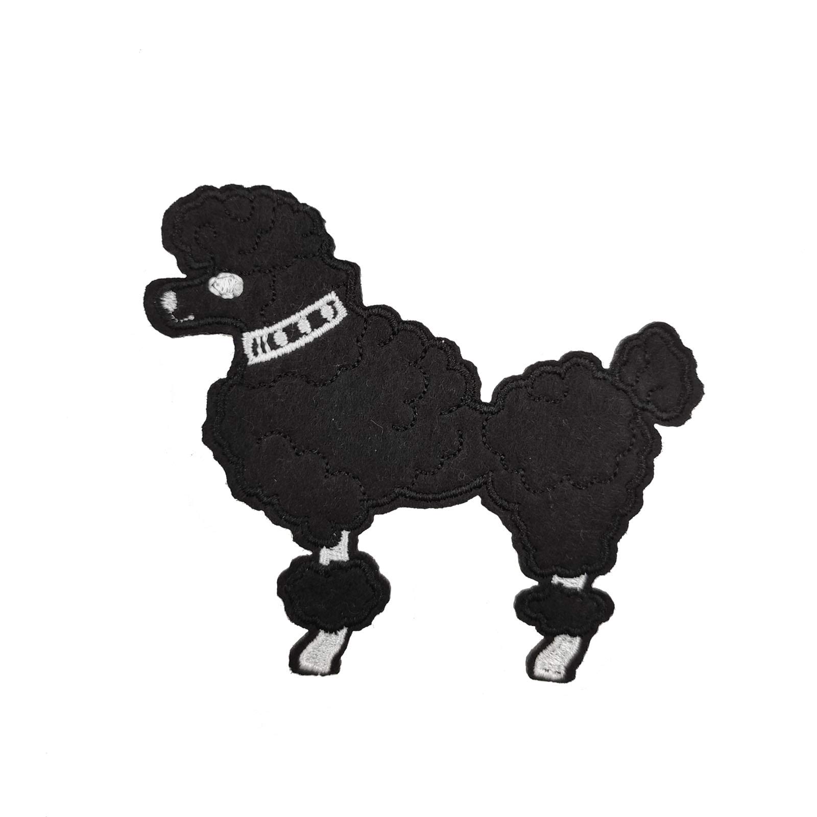 Cute-Patch 1950s Women Costume Small Black Poodle Embroidered Iron on Patch