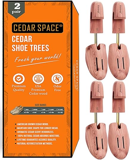Cedar Space Wooden Shoe Stretcher Tree, 6.5-14 Sizes Cedar Wood Shoe Trees,2/4PC Shoe Stretcher for Men, Sneakers,Boots