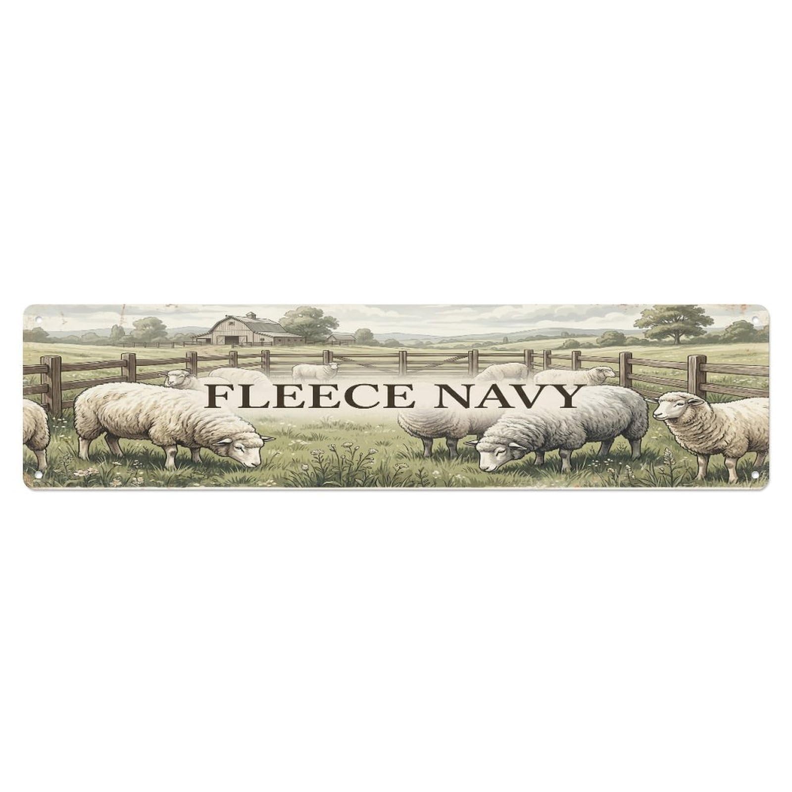Xanthor Style Metal Tin Sign Vintage Pen Fleece Sheep Farmhouse Funny Sheep Backyard Farm