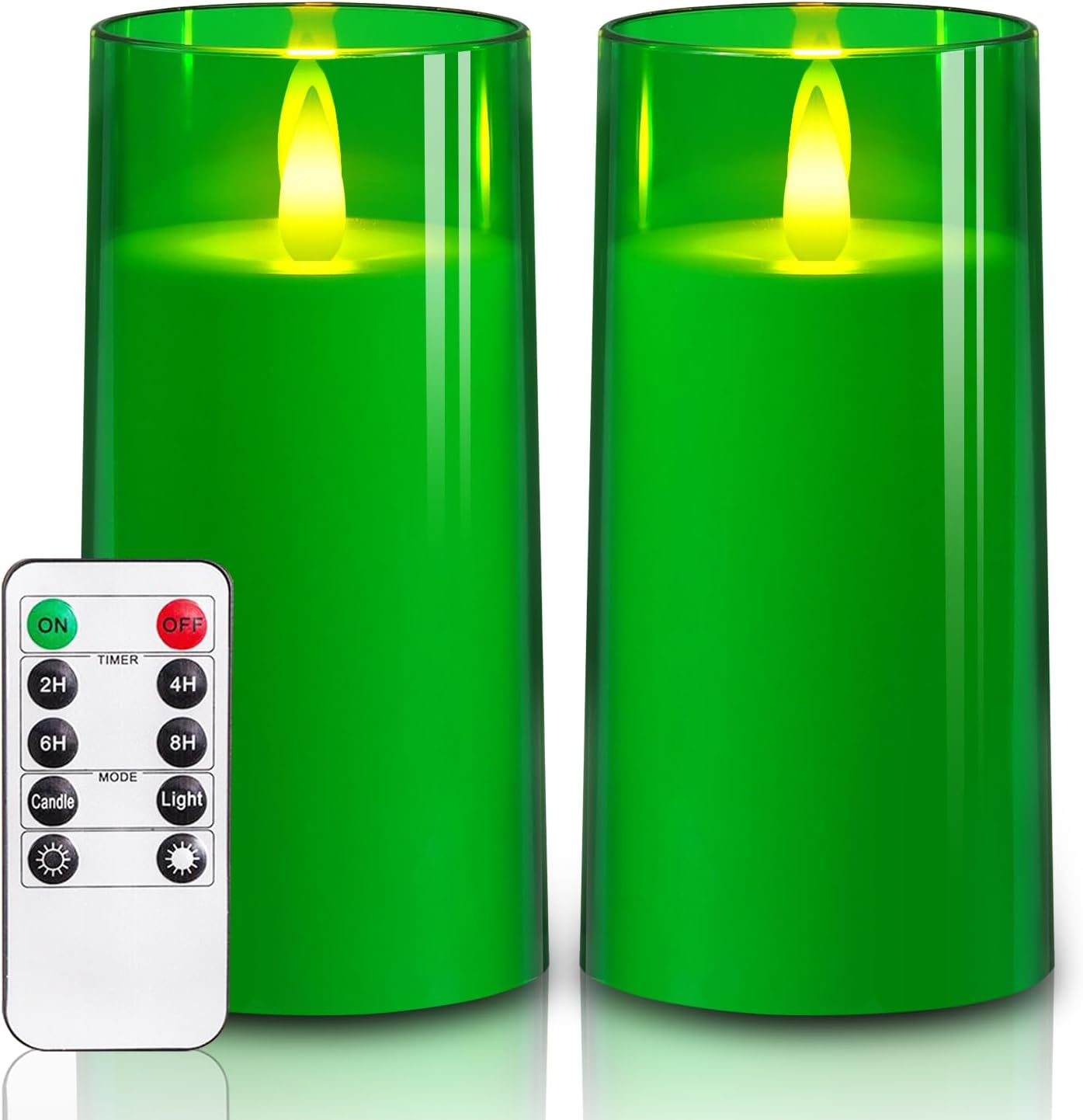 Homemory Realistic Flickering Flameless Candles, Battery Operated Candles, LED Fake Electric Candle with Remote Control and Timer for Home, Christmas Decoration, Blue, Set of 2 (H 6" 6")