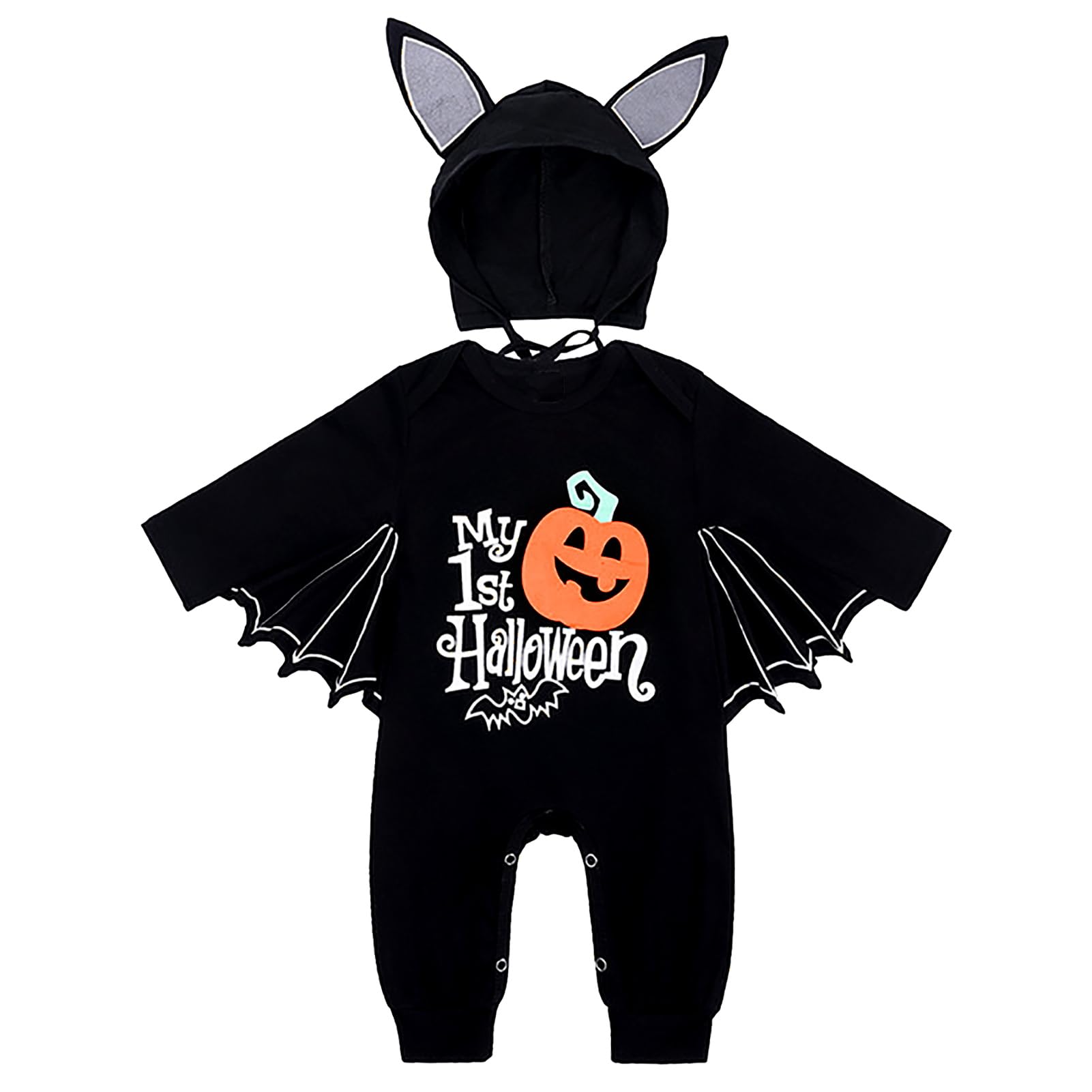 Baby Halloween Kostüm – Fledermaus-Strampler Mit Kapuze Für Neugeborene & Kleinkinder (0-24 Monate), Weich & Atmungsaktiv