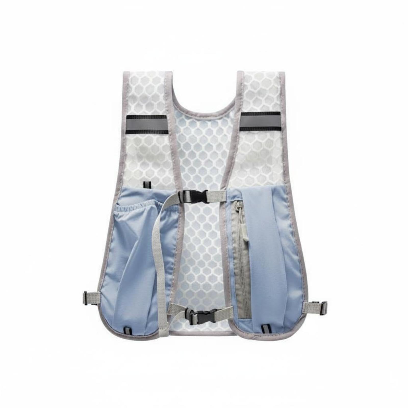Running Beverage-Bearing Vest Side Compression Straps Hiking Vest Backpack Smooth Zippers Water Bladder Backpack for Runners, Hikers Light Blue-image-8