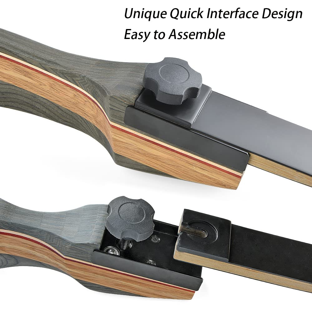 AMEYXGS 62" Tiro con l'arco Arco Ricurvo Arco da Caccia 30-50 libbre Arco Lungo in Legno Laminato Riser Tiro all'aperto Pratica per Adulti e Giovani Mano Destra (30lbs)