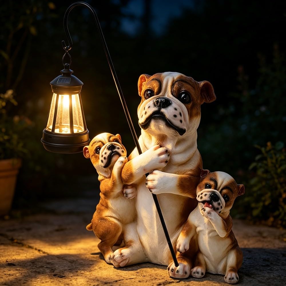 Luce solare della statua del cane per la decorazione del patio