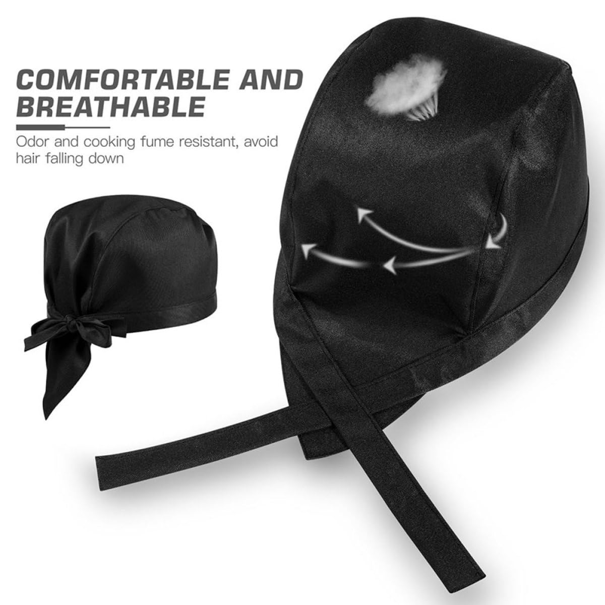 Artibetter Cappelli da Cuoco Fascia per Mantenere i Chioma Lontani dal Cibo Nero Unisex in Cotone Set da 10 Pratici e Funzionali Design Semplice per Ristorante e Cucina