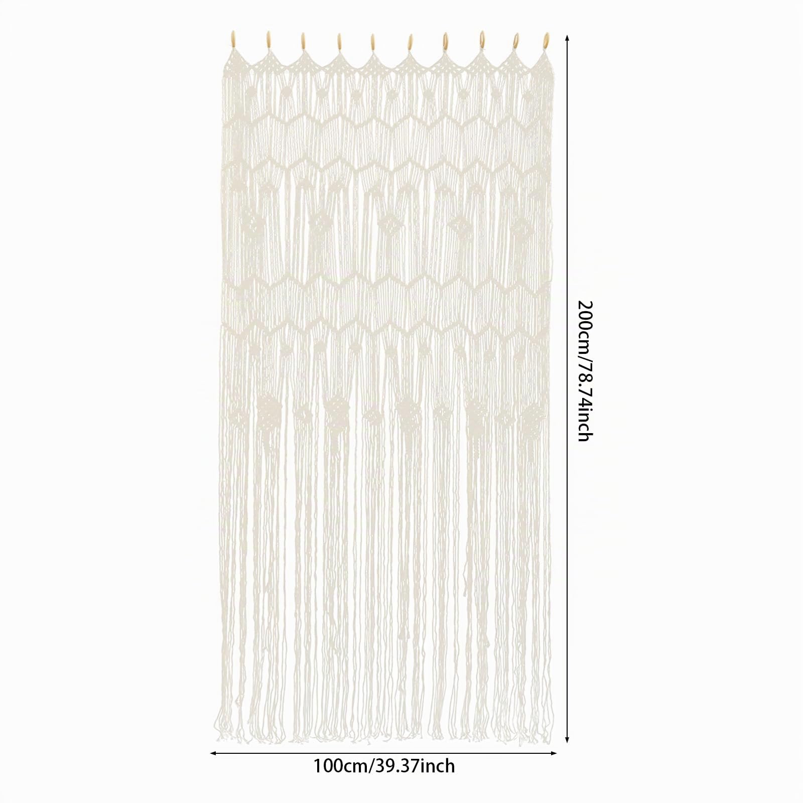 2 unidades de 200 cm borla tejida para colgar en la pared, cortinas tejidas para puertas y ventanas, tapices bohemios, cortinas tejidas a mano, algodón tejido, decoración de pared, adecuado