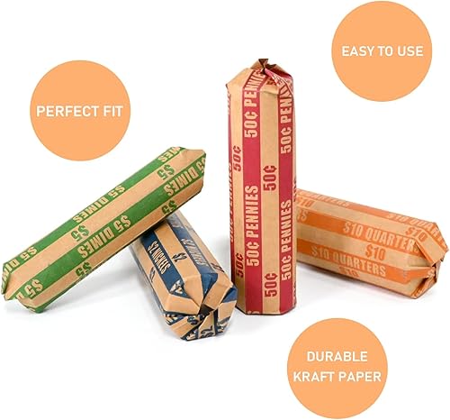 Miniatura 4 de L LIKED Paquete de 150 envoltorios de monedas planos a rayas (150 surtidos)