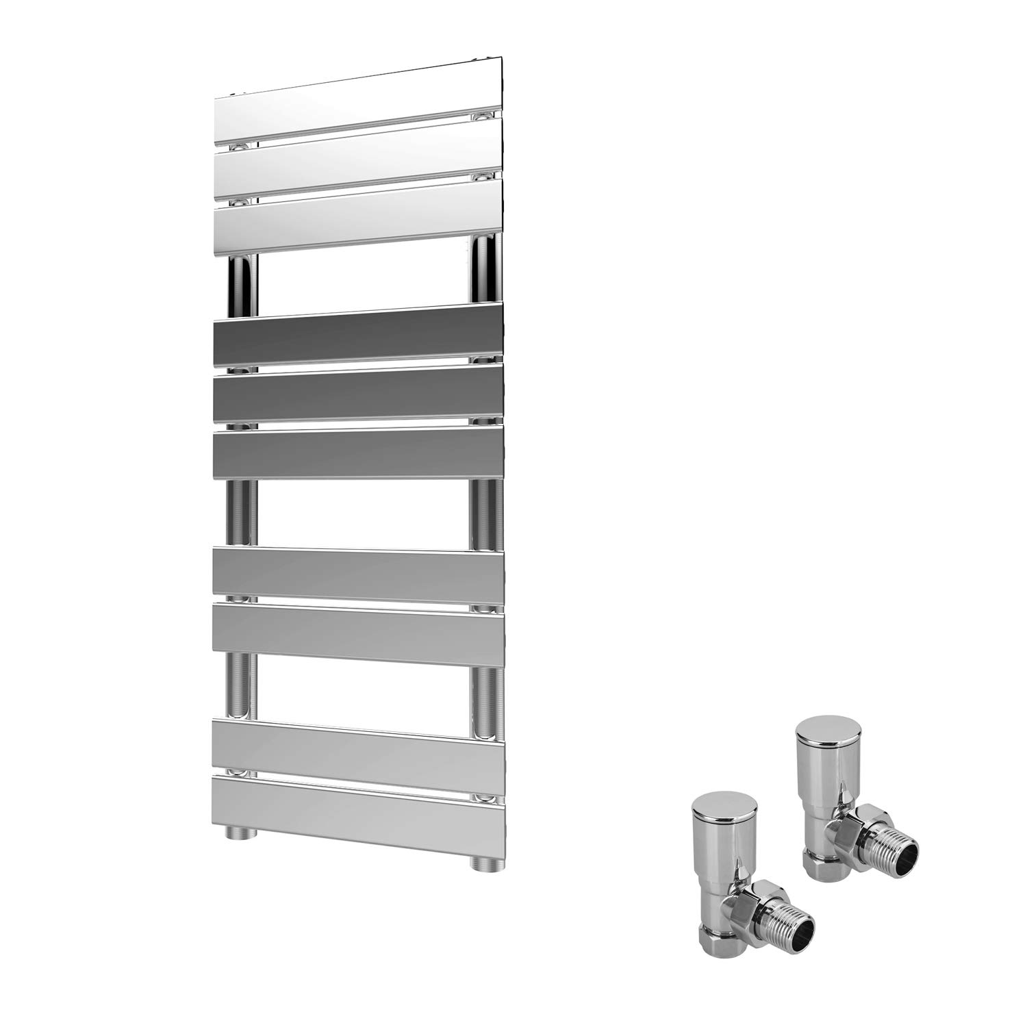 ELEGANT Heated Towel Rail Chrome Bathroom Ladder Radiator Rad Modern Flat Panel Designer Central Heating Towel Warmers 1000 x 400mm with Valves Chrome