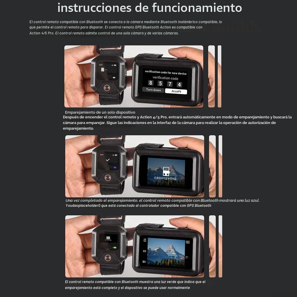 Control remoto GPS Bluetooth, mando a distancia para DJI Action 4/5Pro puede controlar 16 dispositivos al mismo tiempo 25 m pulsera de inteligencia