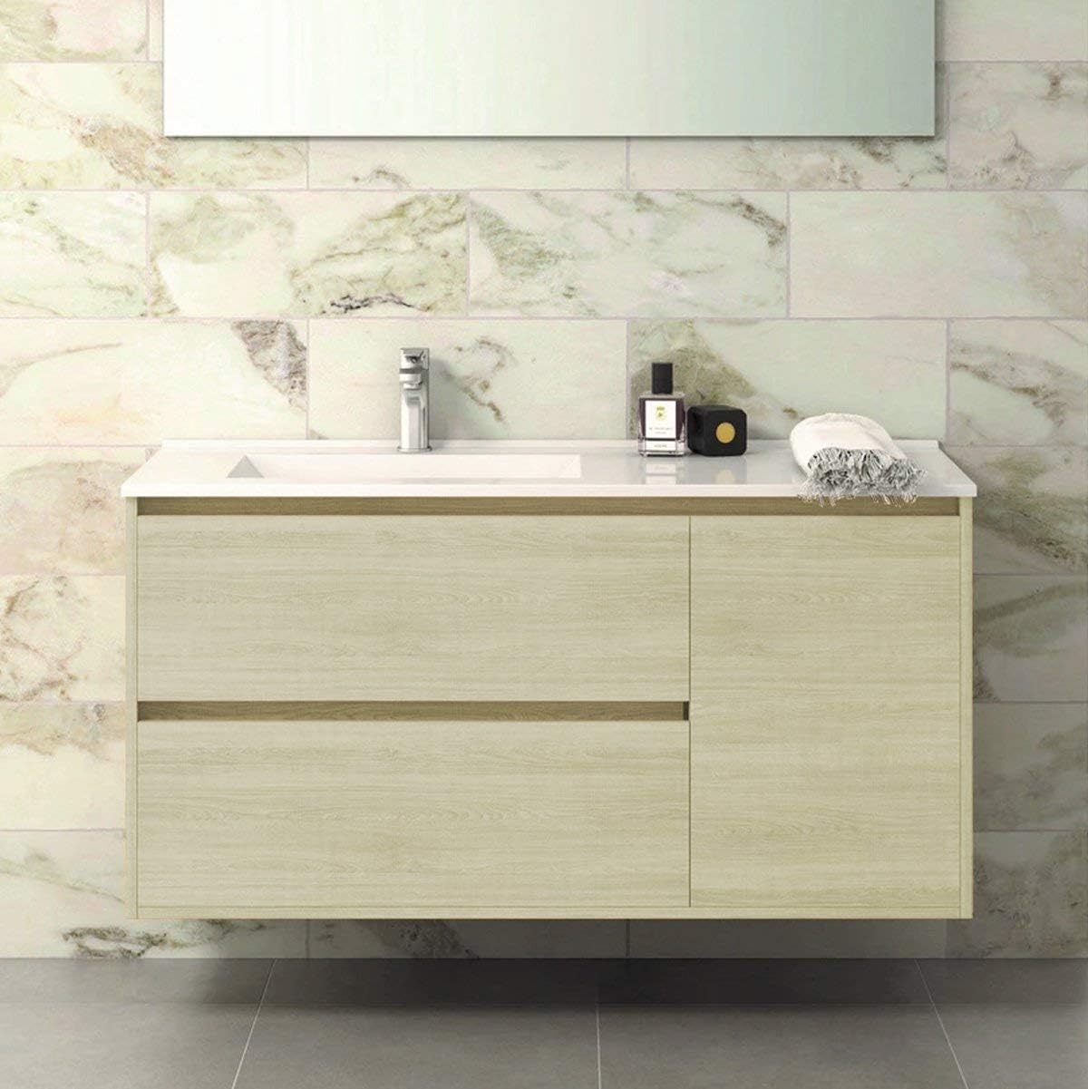 VAROBATH Mueble de baño suspendido de 2 cajones amortiguados ...