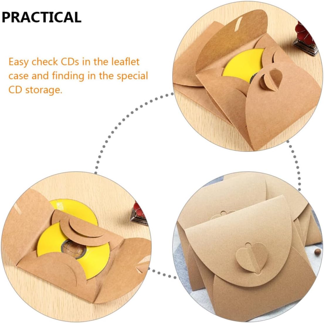 Holibanna 50pcs CD DVD Sleeves Case Kraft Paper Envelopes for CD and DVD Protection with Dust Isolation Suitable for Home Storage