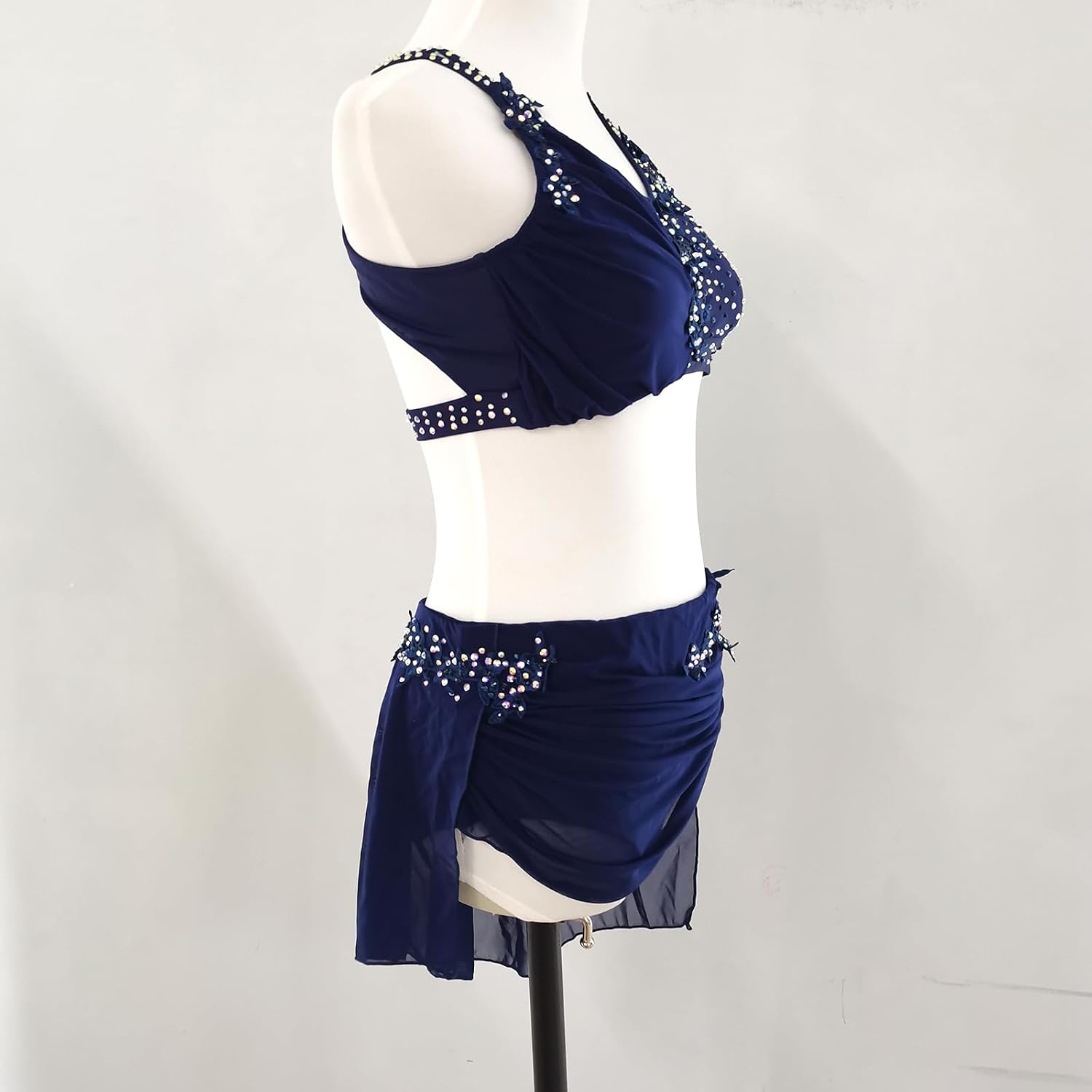 Blue Lyrical Dance Costume Elegant and Flowing for Performances and Competitions