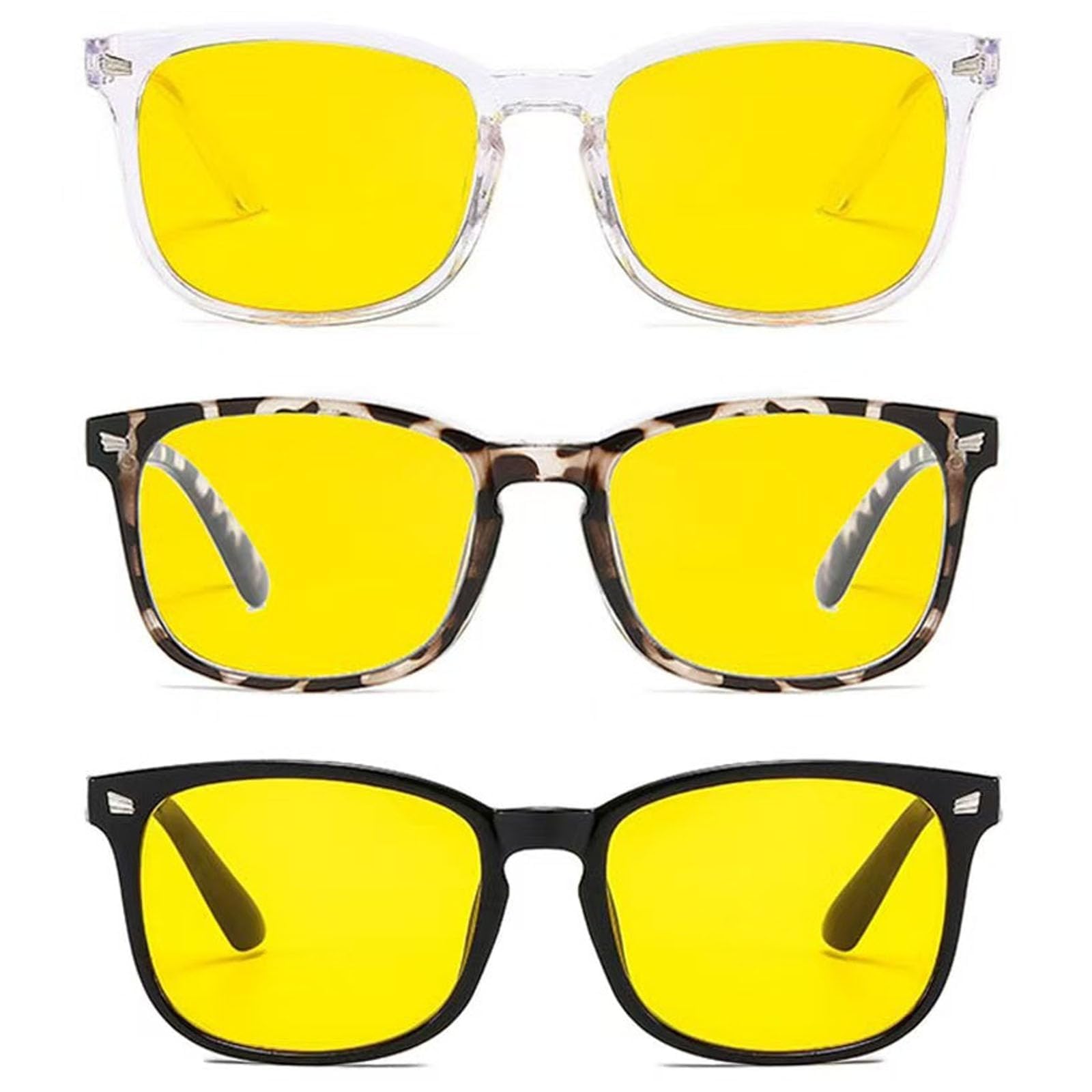 NHCDFA 3PCS Night Vision Glasses for Driving Bike, Enhanced Visibility for Night Driving and Cycling, Pairs with White, Leopard Print, and Black Frames, Protection Anti-Glare for Outdoor Activities-image-23