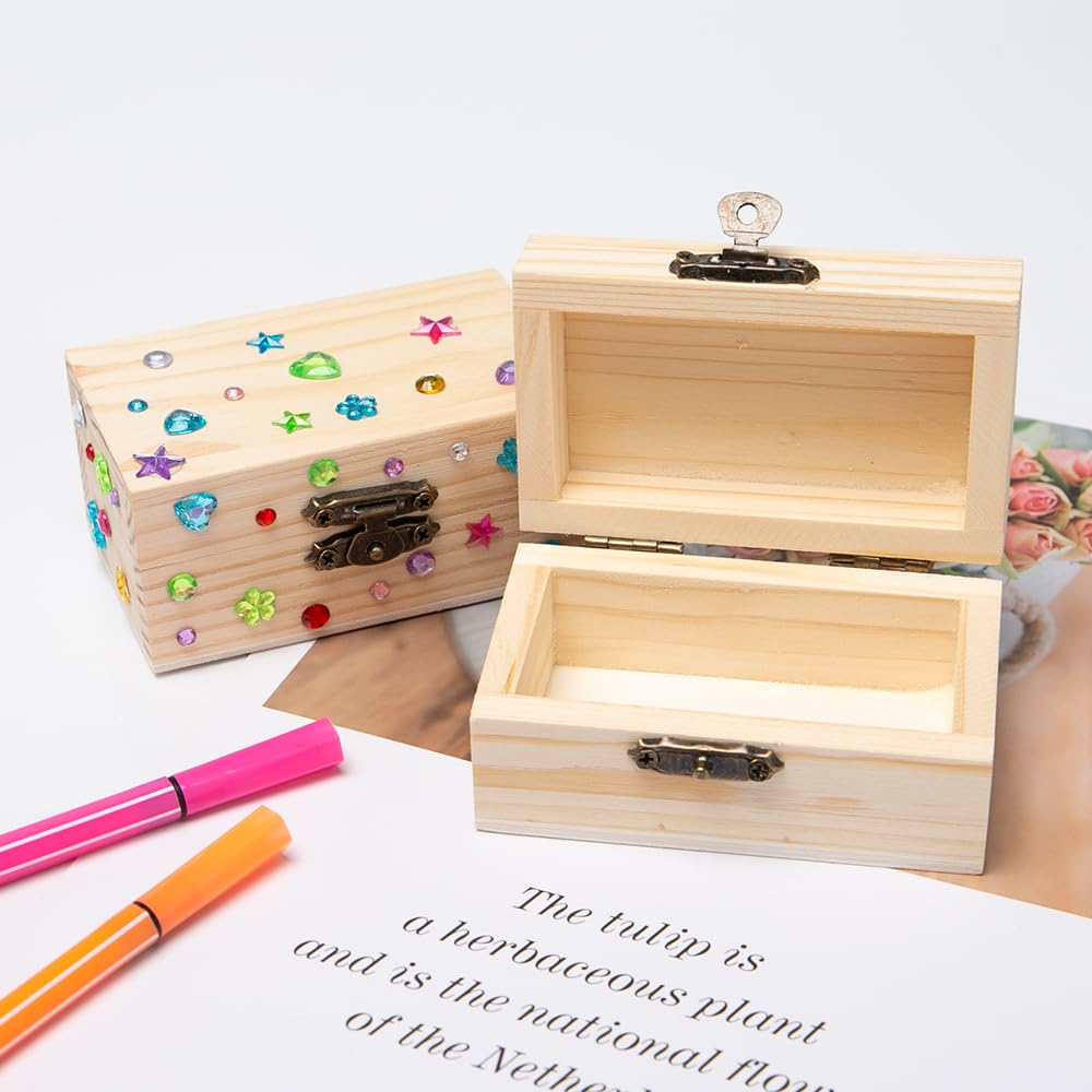 8 Mini Scrigni Del Tesoro In Legno – Fai Da Te, Non Verniciati, Per Dipingere E Personalizzare, 9x5x5 Cm
