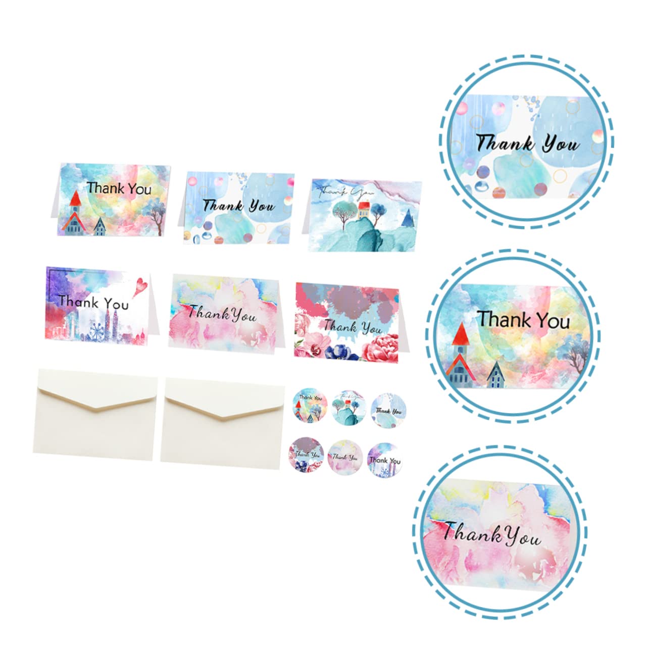 STOBOK 48sätze Dankeskarten Dekorativem Design Mit Umschlägen Und Stickern Danksagungen Für Hochzeiten Feiern Und Besondere Anlässe Geeignet Für Babygeschenke Und Mehr